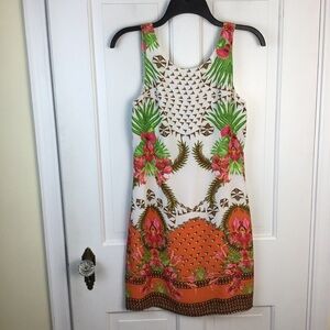 Rubber Ducky Productions Tropical Party Dress Scoop back Sleeveless Size S
